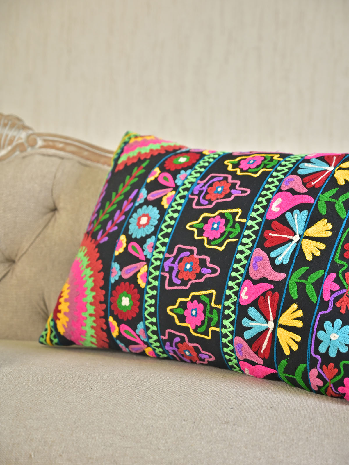 Floral Suzani Hand Embroidery Pillow Cover