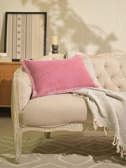 Light Pink Pillow Cover with Handwork