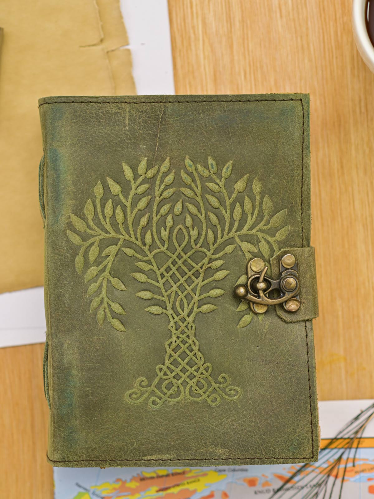 Tree Print Leather Notebook