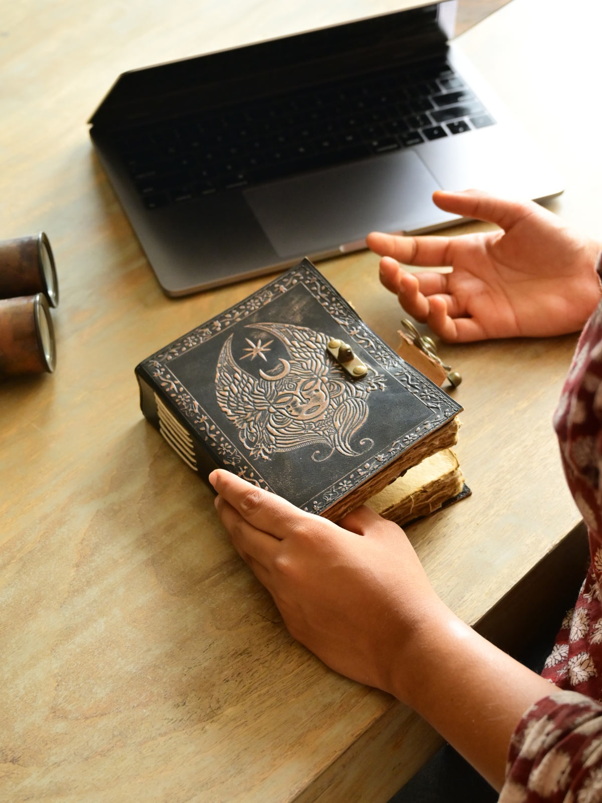 Handmade Paper Leather Notebook with Lock