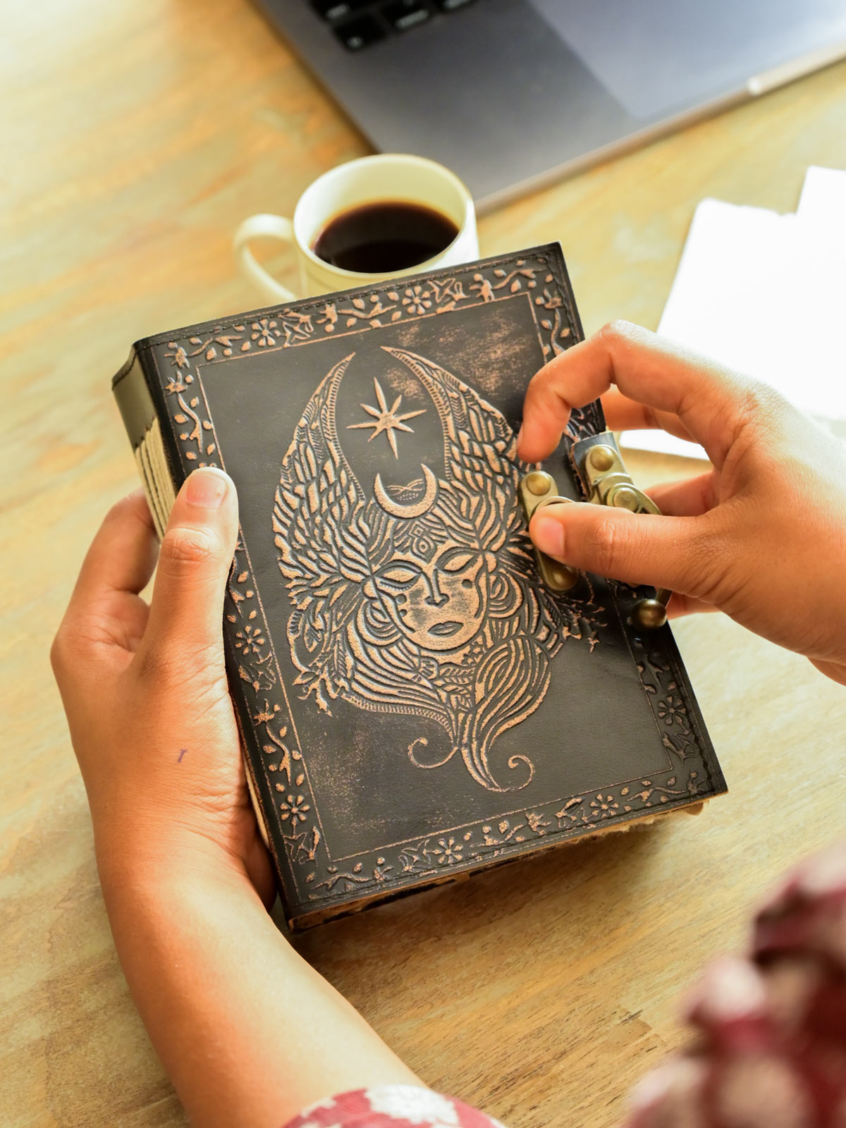 Handmade Paper Leather Notebook with Lock