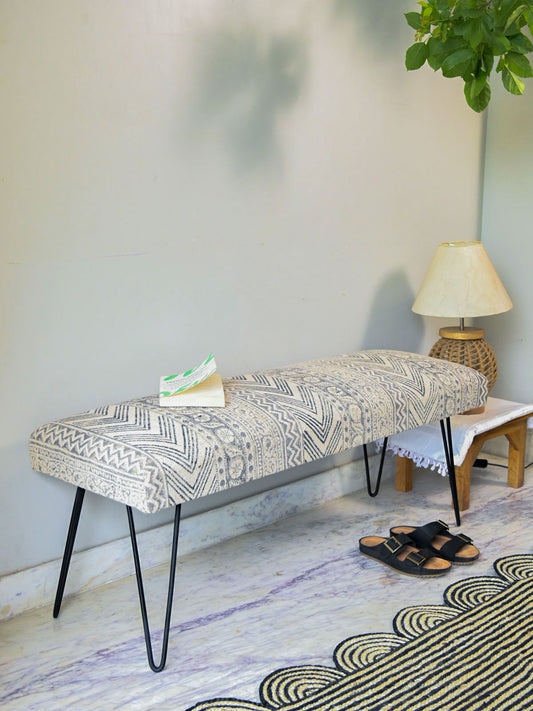 Boho Printed Cotton Bench