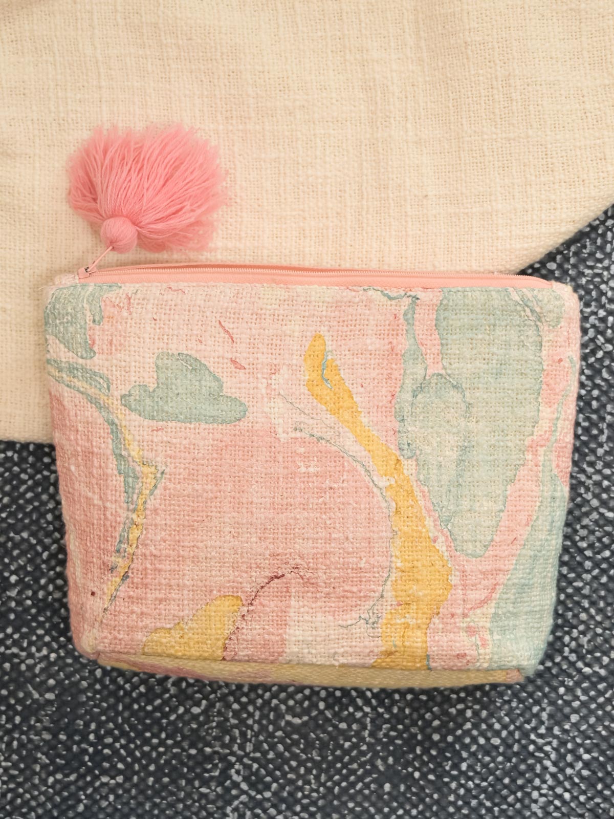 Pink Pastel Hand Marble Printed Cosmetic Pouch