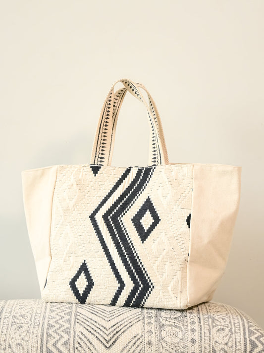 Tote Bag Jacquard and Canvas Fabric