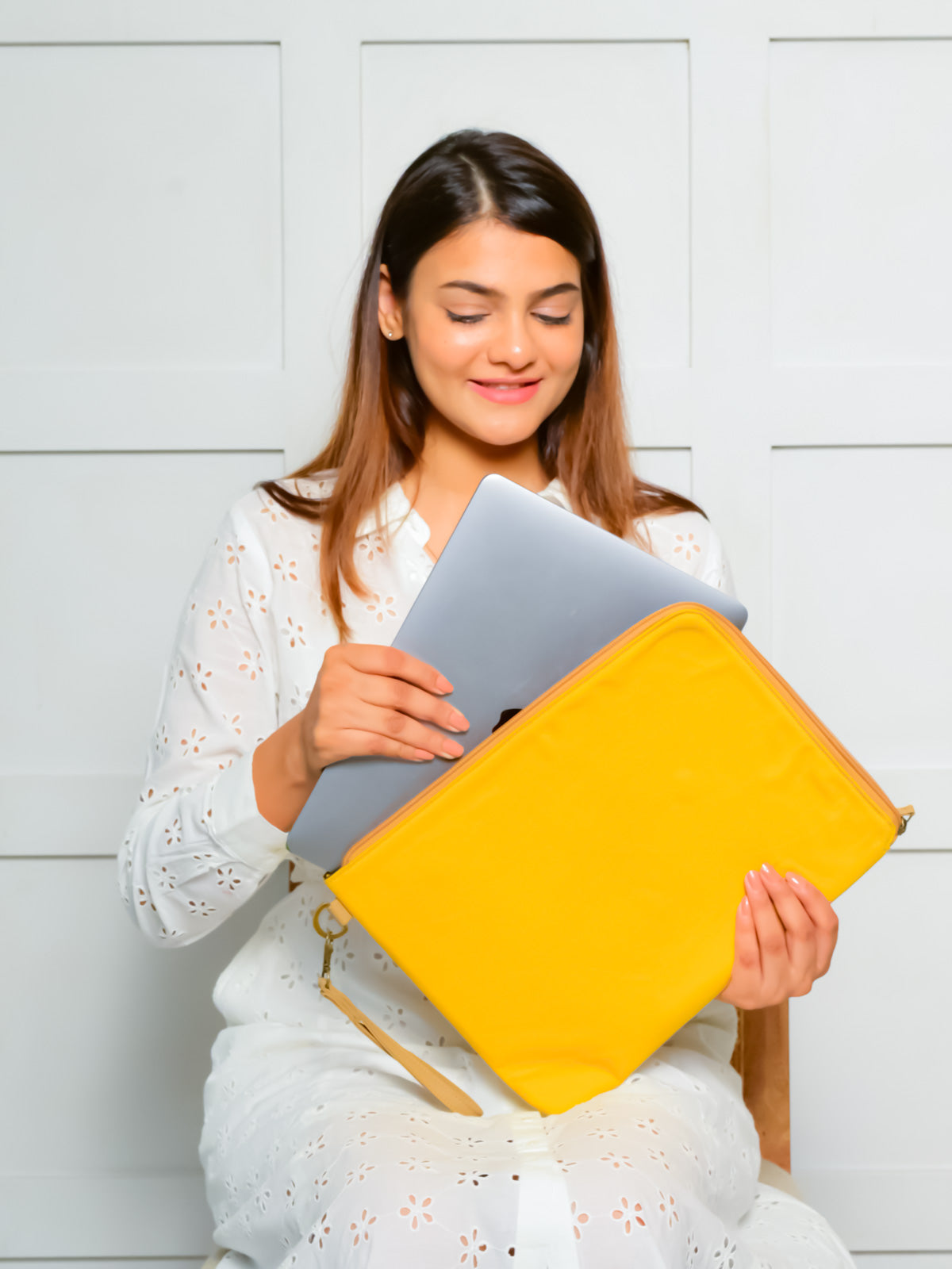 Mustard Cotton Canvas Laptop Sleeve