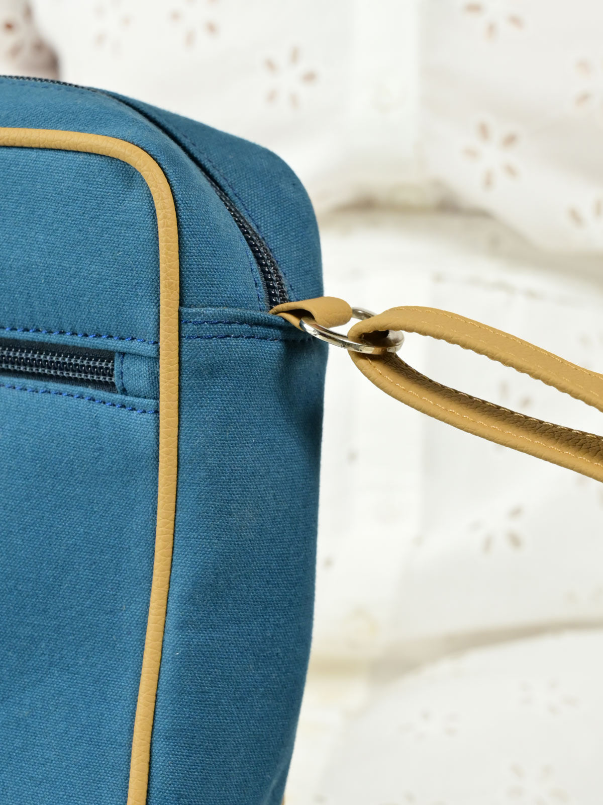 Grayish Blue Canvas Messenger Sling Bag