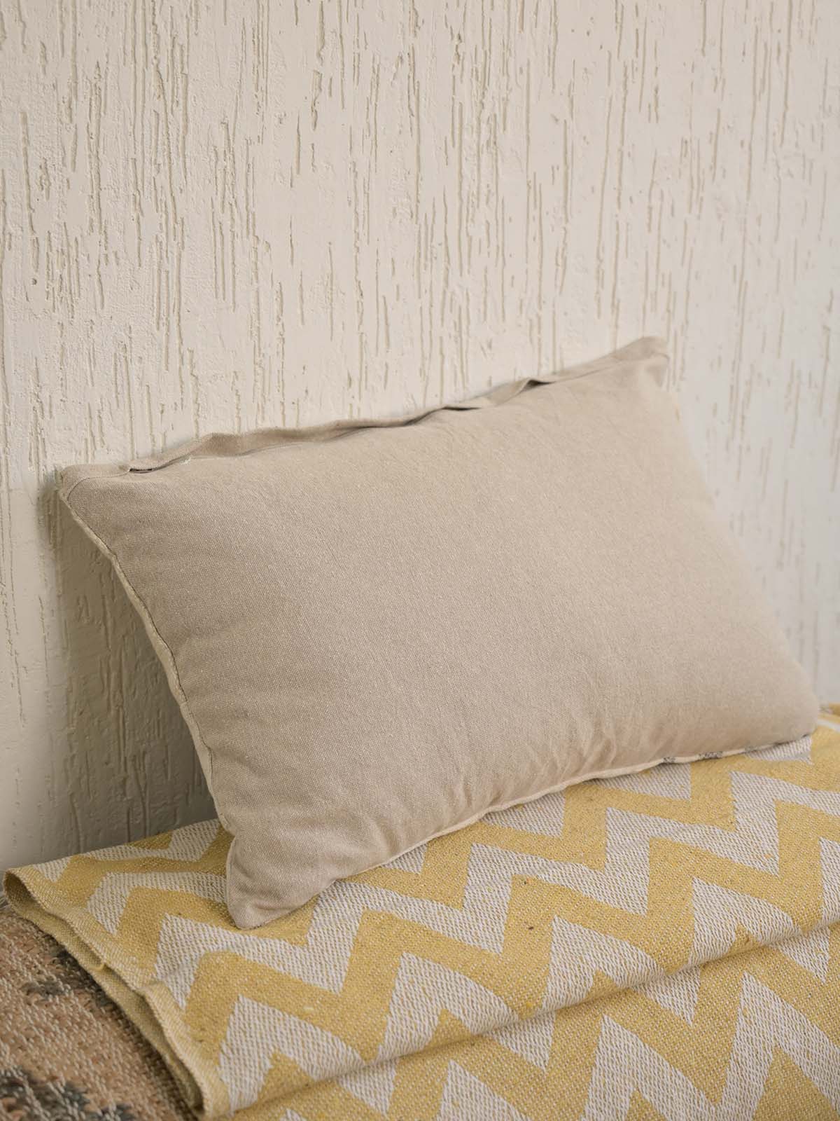 Gray and Ivory Patchwork Lumbar Pillow Cover Woven