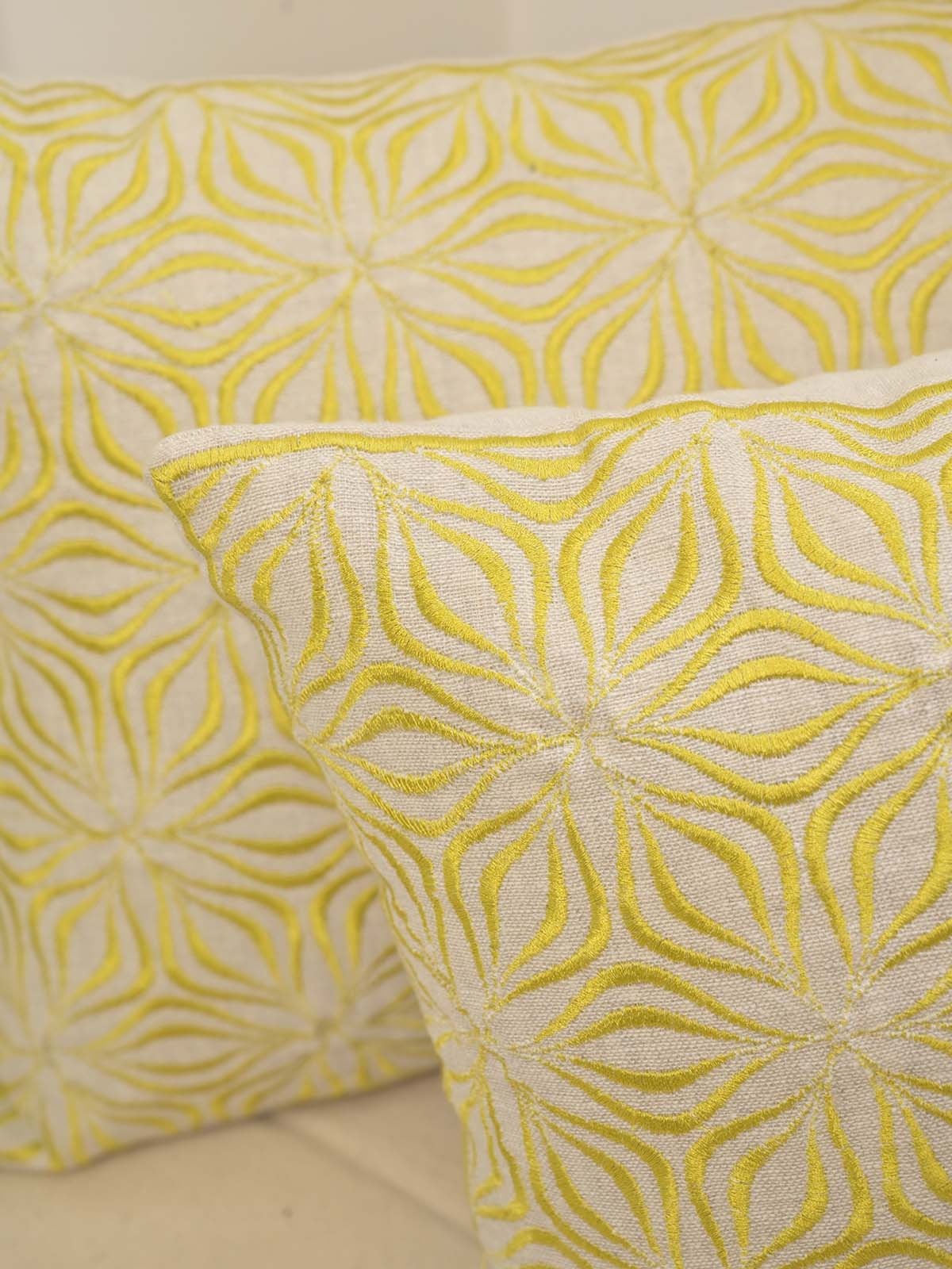 Mustard Yellow Embroidered Pillow Cover 14x20Inc