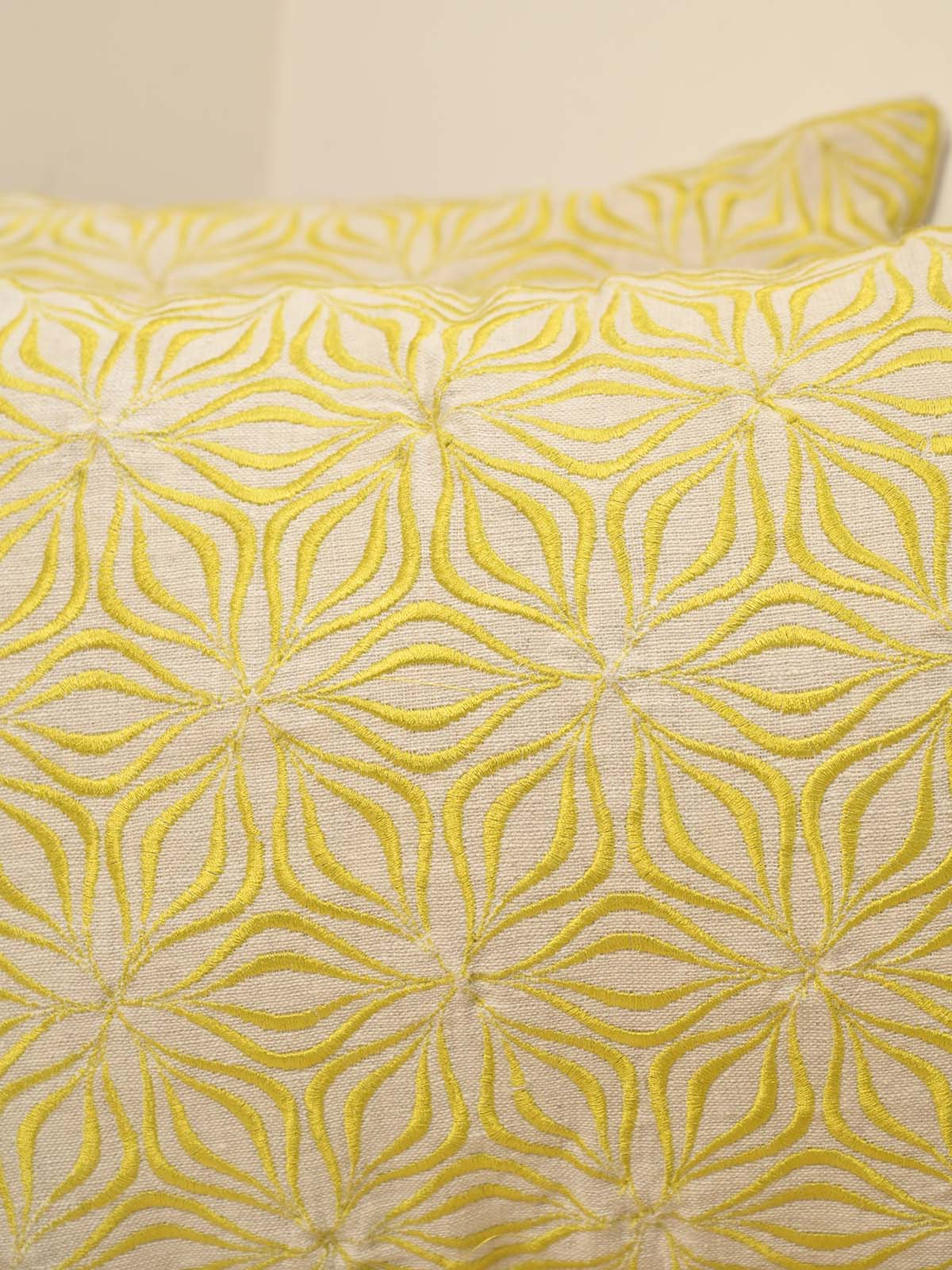 Mustard Yellow Embroidered Pillow Cover 14x20Inc