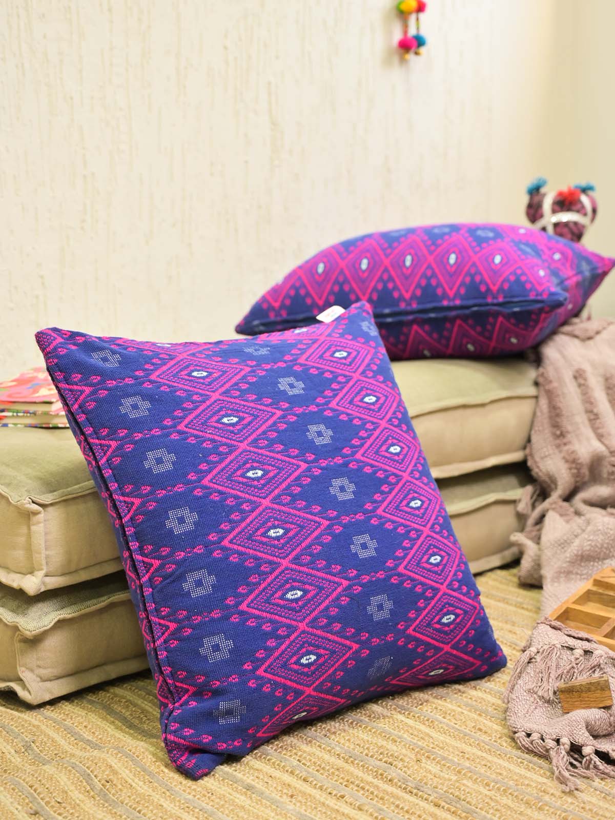 Purple Geometric Woven Cushion Cover 20"x20"